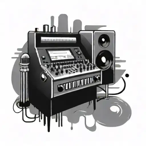 music studio mixing console tattoo design idea