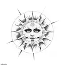 sun star and moon tattoo design idea