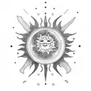 sun star and moon tattoo design idea