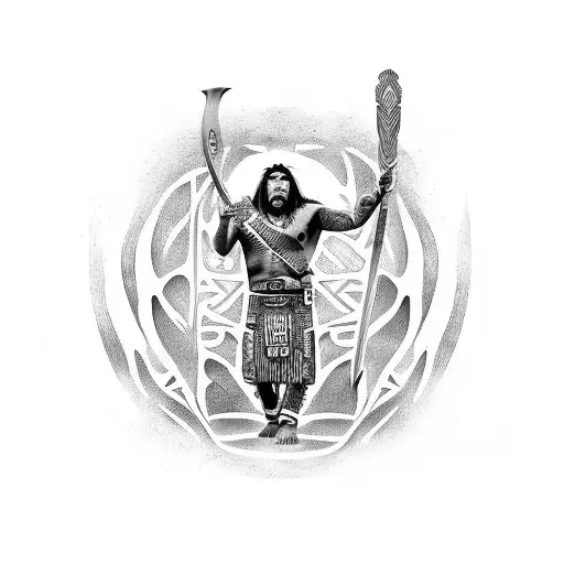 A Maori warrior engaged in a fierce battle tattoo design idea