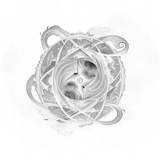 Tattoo design combining spirals and Japanese cloud elements tattoo design idea