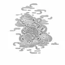 Intricate dotwork tattoo featuring Japanese cloud imagery tattoo design idea