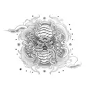 Intricate dotwork tattoo featuring Japanese cloud imagery tattoo design idea