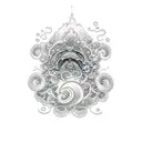 Intricate dotwork tattoo featuring Japanese cloud imagery tattoo design idea