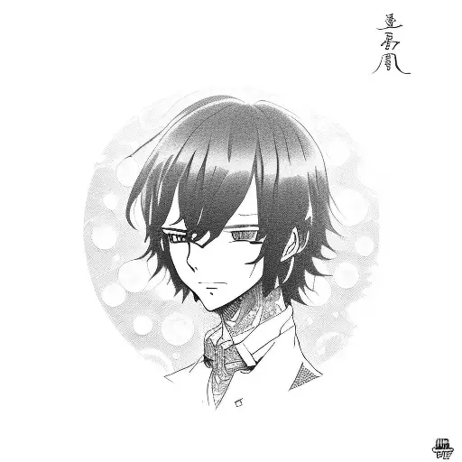 personagem de anime Osamu Dazai tattoo design idea