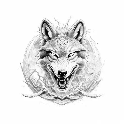 half dragon halk wolf tattoo design idea