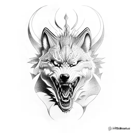 head half dragon halk wolf tattoo design idea
