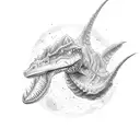 Dino astronaut tattoo design idea