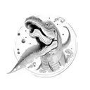 Dino astronaut tattoo design idea
