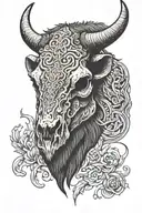 Plain Bison Skull facing forward  tattoo design idea