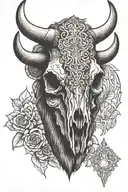 Plain Bison Skull facing forward  tattoo design idea
