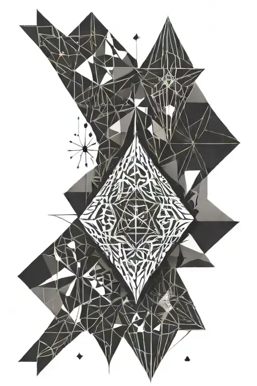 Strict lines and geometry and stars forming the shape tattoo design idea