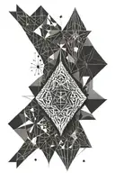 Strict lines and geometry and stars forming the shape tattoo design idea