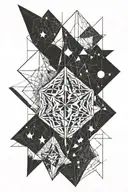 Strict lines and geometry and stars forming the shape tattoo design idea