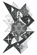 Strict lines and geometry and stars forming the shape tattoo design idea