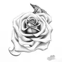 rosa con serpiente y una brujula tattoo design idea