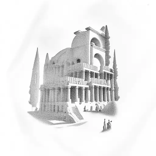 greek architecture  tattoo design idea