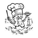 shrimp in chef hat holding skillet tattoo design idea