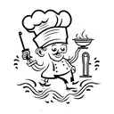shrimp in chef hat holding skillet tattoo design idea