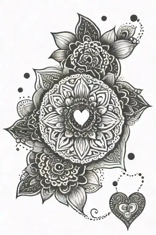 mandala design incorporating hearts  tattoo design idea