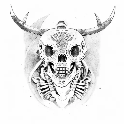 skeleton bull rider tattoo design idea