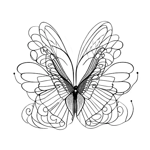 A graceful ballerina dancing on a tightrope with delicate butterfly wings tattoo design idea
