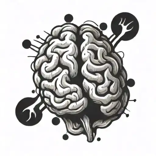 A minimalist tattoo of a stylized brain with a paw print inside, blending your love for psychology and pets tattoo design idea
