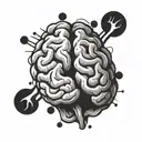 A minimalist tattoo of a stylized brain with a paw print inside, blending your love for psychology and pets tattoo design idea