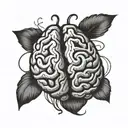A minimalist tattoo of a stylized brain with a paw print inside, blending your love for psychology and pets tattoo design idea