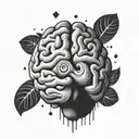 A minimalist tattoo of a stylized brain with a paw print inside, blending your love for psychology and pets tattoo design idea
