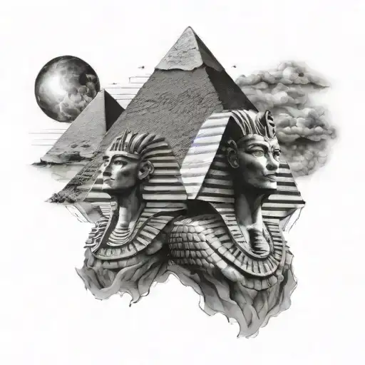 pharaoh and pyramids tattoo design idea