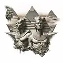 pharaoh and pyramids tattoo design idea