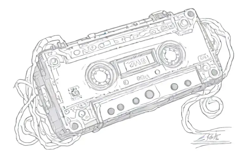 cassette tape saing Nola name tattoo design idea