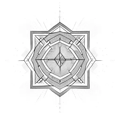 Braided three-stripe arrow in geometric style tattoo design idea