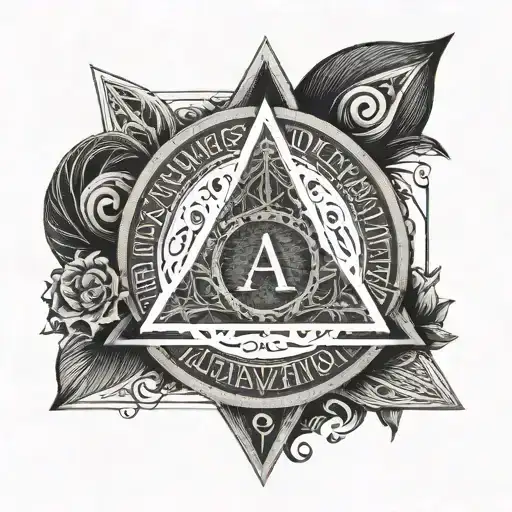 An intricate tattoo design featuring the Alcoholics Anonymous symbol (a circle with a triangle inside) integrated with e tattoo design idea