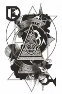An intricate tattoo design featuring the Alcoholics Anonymous symbol (a circle with a triangle inside) integrated with e tattoo design idea