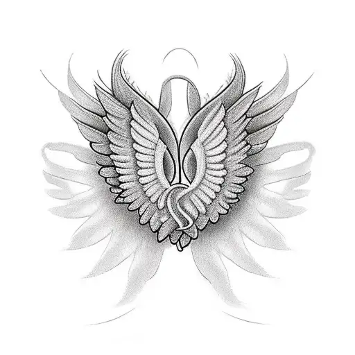 angel wing memorial  tattoo design idea