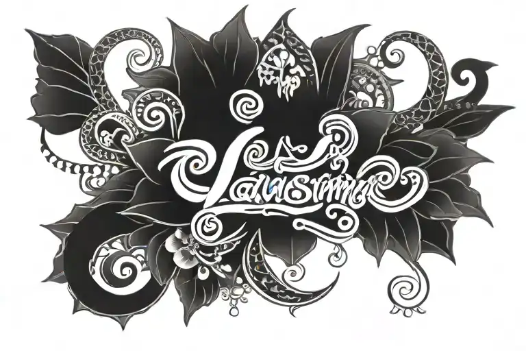 Lakshmi name in infinite love tattoo design idea