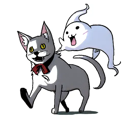 ghost cat and dog tattoo design idea