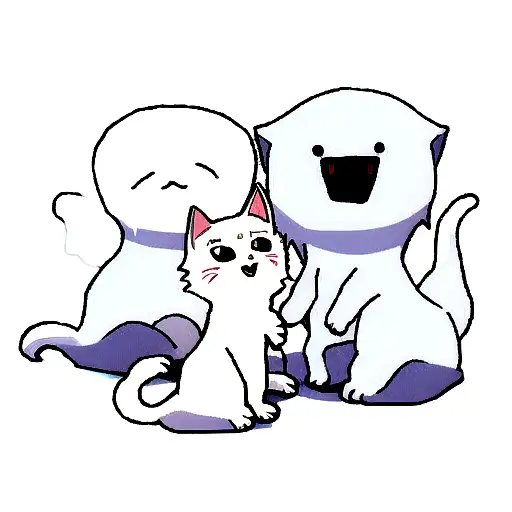 ghost cat and dog tattoo design idea