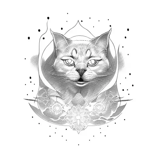 ghost cat and dog tattoo design idea