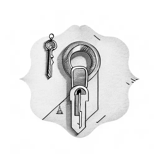 Jarretière with a mysterious lock and key design tattoo design idea