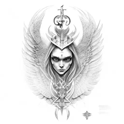 Seraphim the angel vith blades insted of wings  tattoo design idea