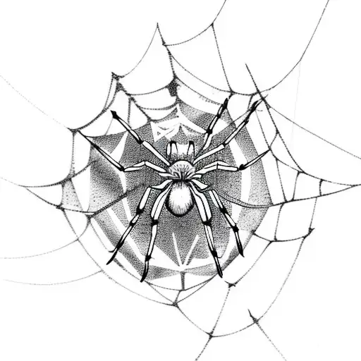 A spider spinning a web with rose petals tattoo design idea