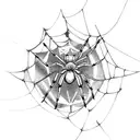 A spider spinning a web with rose petals tattoo design idea