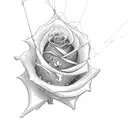 A spider spinning a web with rose petals tattoo design idea
