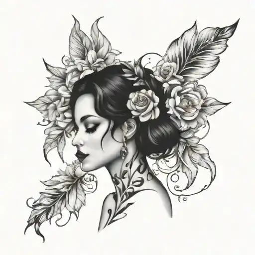 alluring and sexy art that displays feminine beauty and strength that is moving towards the future  tattoo design idea