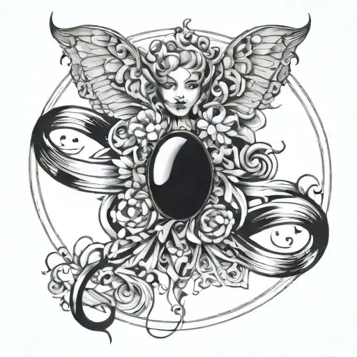 alluring image that signifies feminine strength and beauty that is moving towards the future tattoo design idea