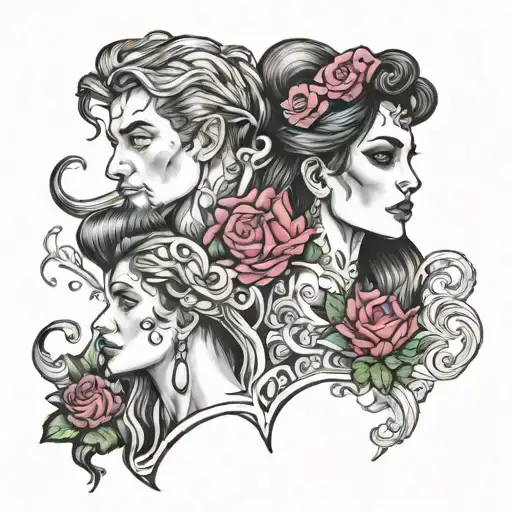 bisexual man woman tattoo design idea