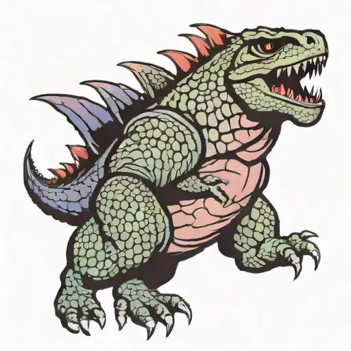 bisexual godzilla tattoo design idea